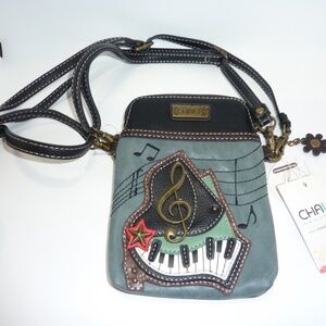 NEW WITH TAG CHALA HANDBAG 2 STRAP PIANO LEATHER CROSSBODY PURSE POUCH - INDIGO